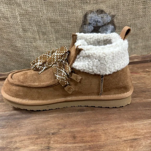 NIB, Moccasin, Sherpa Interior, faux Suede , Style: Cherilyn, Very G, Brown - Picture 3 of 6